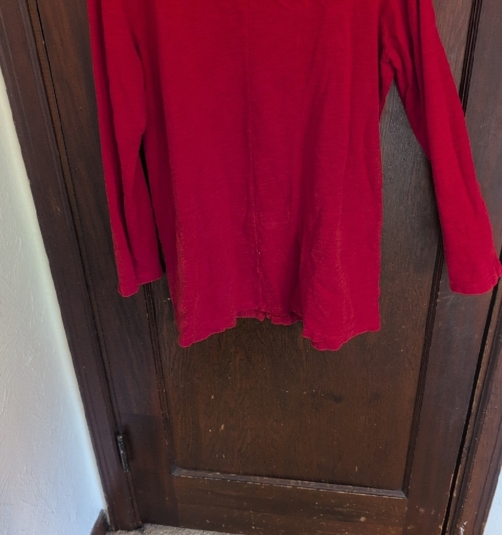 J.Jill Women's Red Long-Sleeve Crewneck Tunic Cotton Top Size XL - Picture 4 of 7